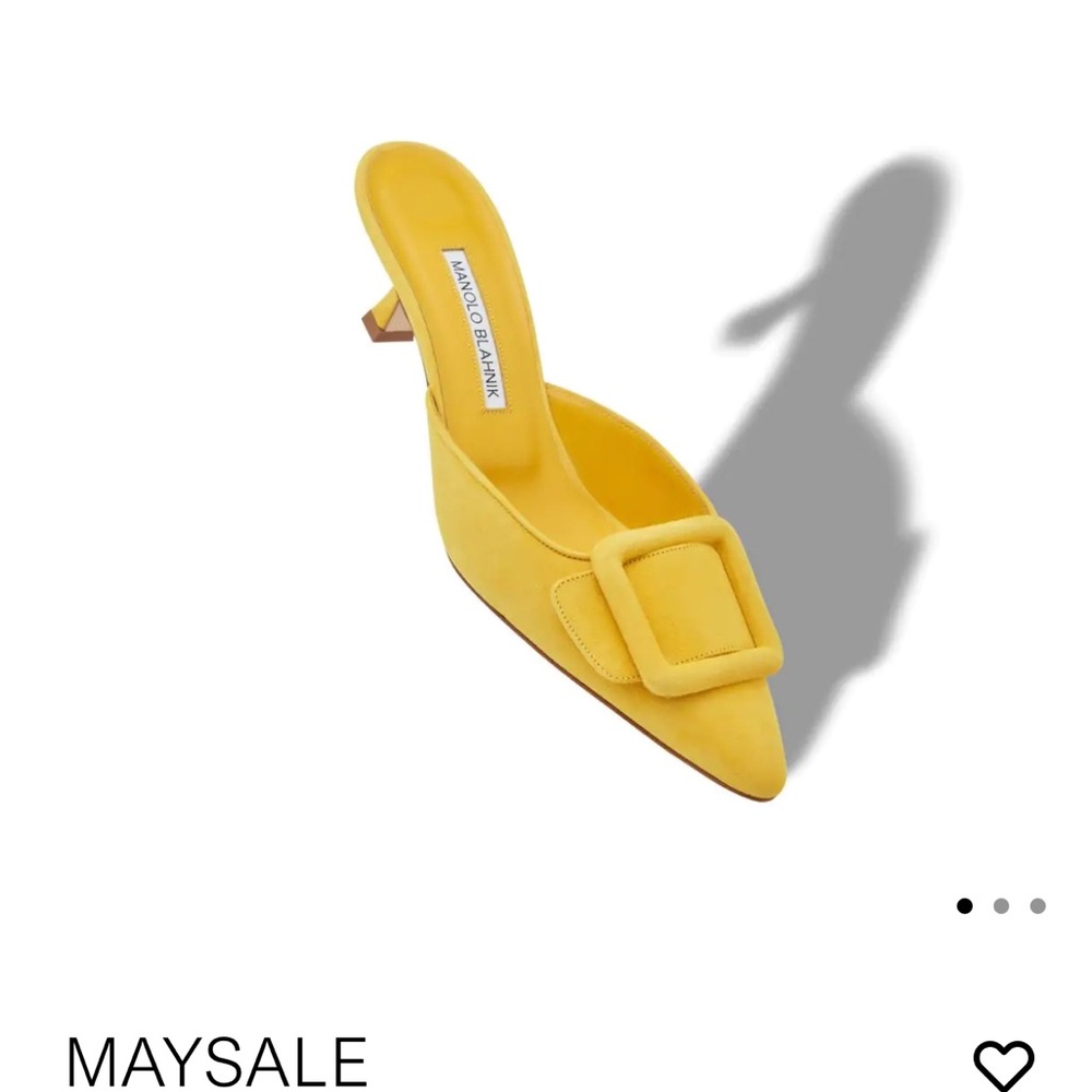Manolo Blahnik Yellow Pointed Mule with Buckle